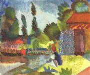 August Macke Tunislandschaft mit sitzendem Araber oil